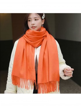 Premium Cashmere Feeling Solid Color Scarf W/ Tassels